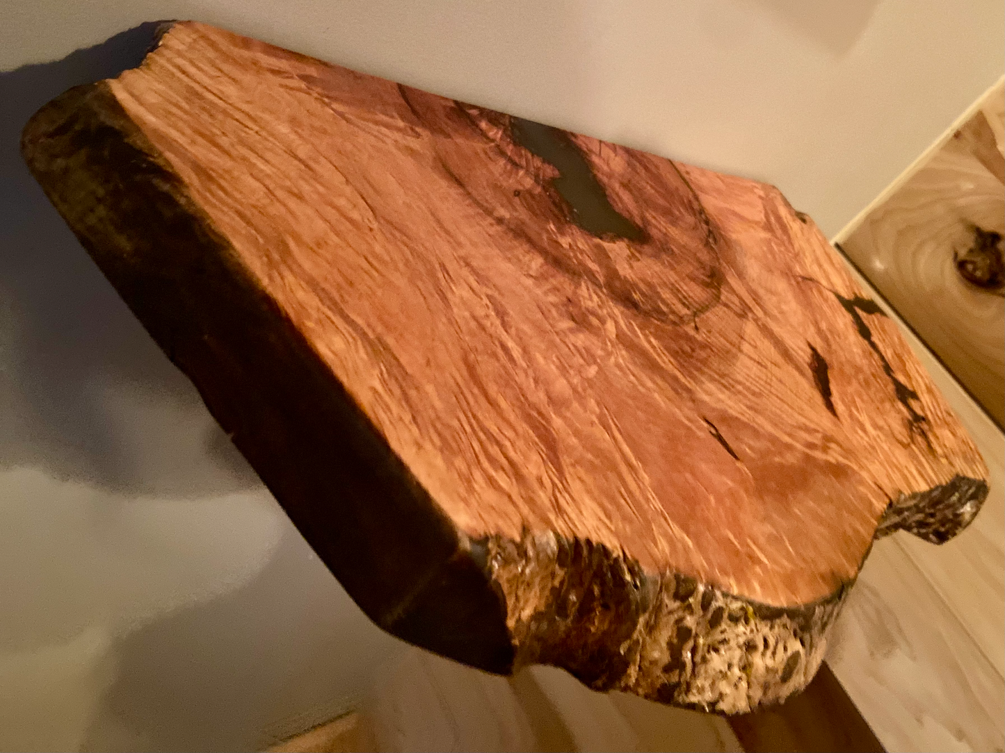 Small Unique Curly Maple Live Edge Wood Shelf