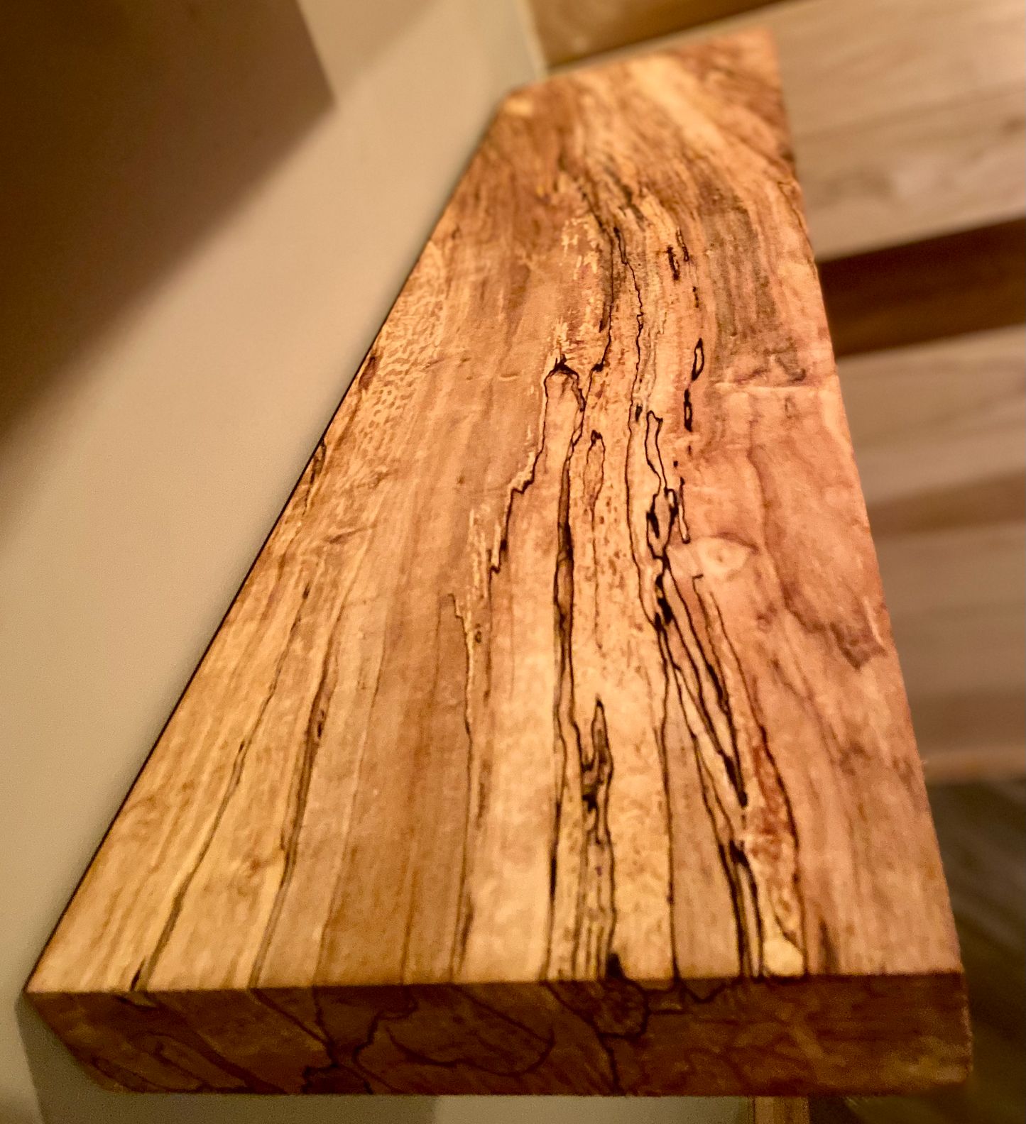 Floating Straight Edge Spalted Maple Shelf