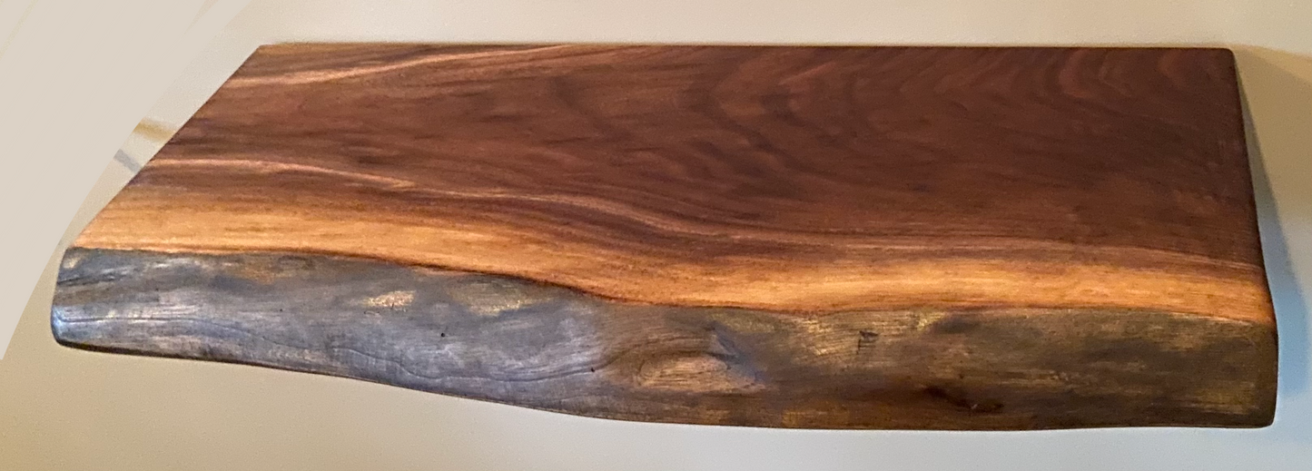Custom Narrow Live Edge Walnut Wood Rustic Floating Wall Shelves - Premium Hardwood Live Edge Floating Shelves