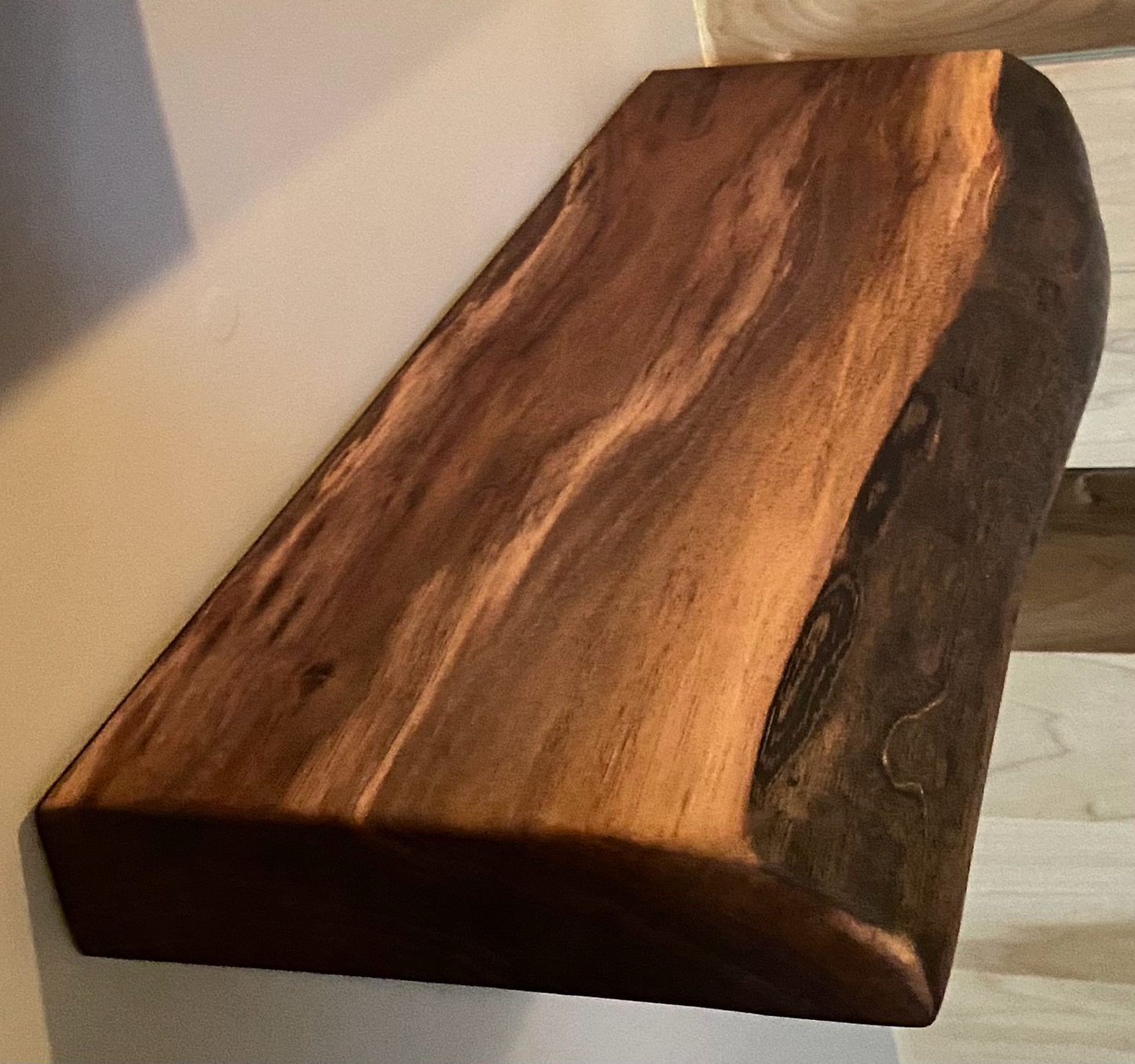 Custom Narrow Live Edge Walnut Wood Rustic Floating Wall Shelves - Premium Hardwood Live Edge Floating Shelves