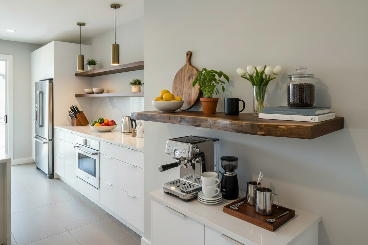 Custom Live Edge Walnut Wood Rustic Floating Wall Shelves - Premium Hardwood Live Edge Floating Shelves