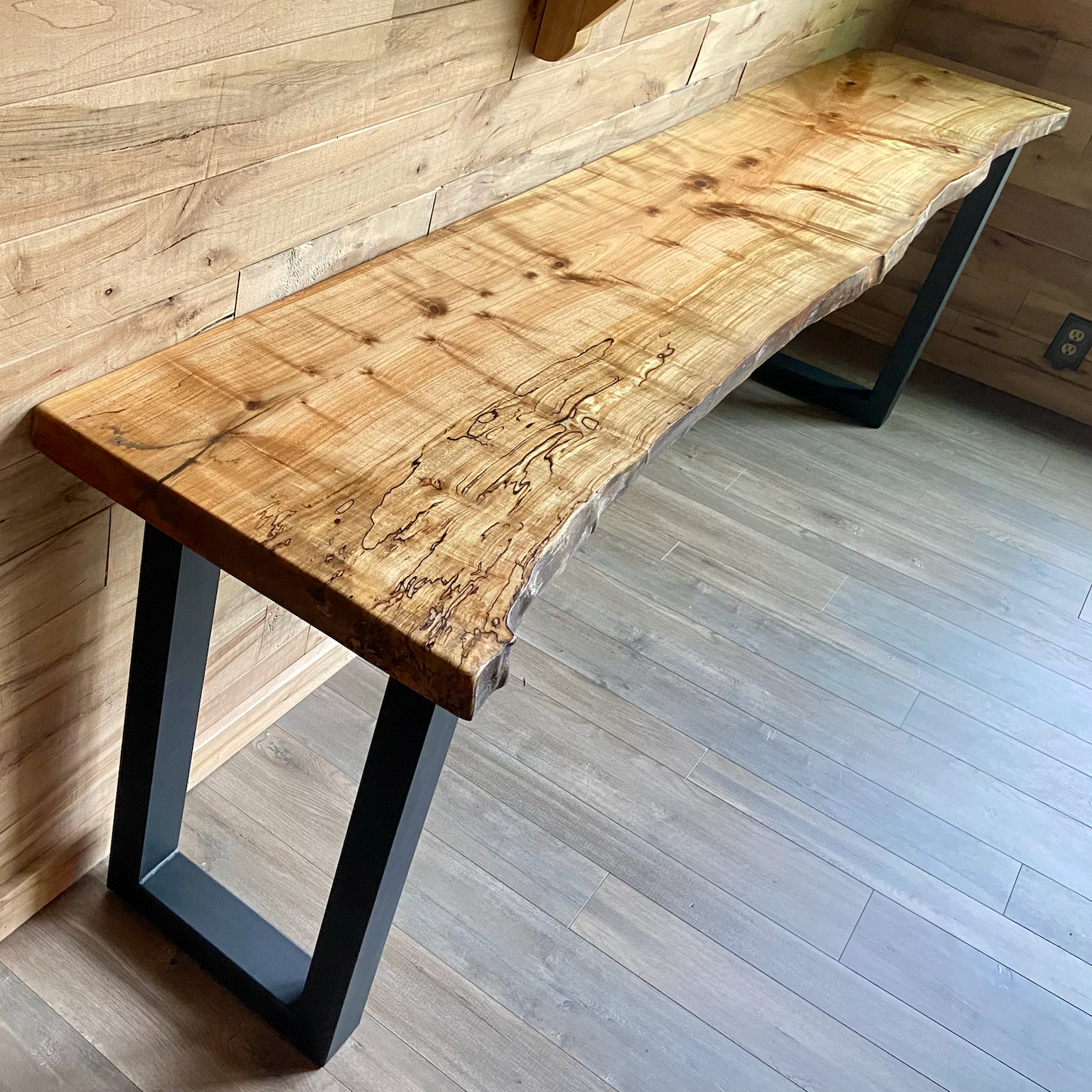 Large Live Edge Maple Sofa Table