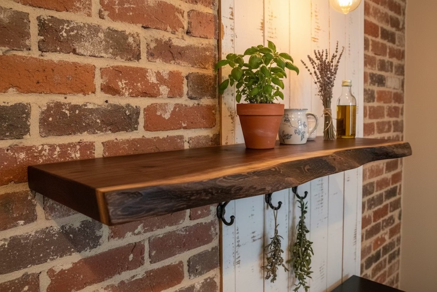 Custom Narrow Live Edge Walnut Wood Rustic Floating Wall Shelves - Premium Hardwood Live Edge Floating Shelves