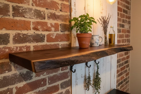 Custom Narrow Live Edge Walnut Wood Rustic Floating Wall Shelves - Premium Hardwood Live Edge Floating Shelves