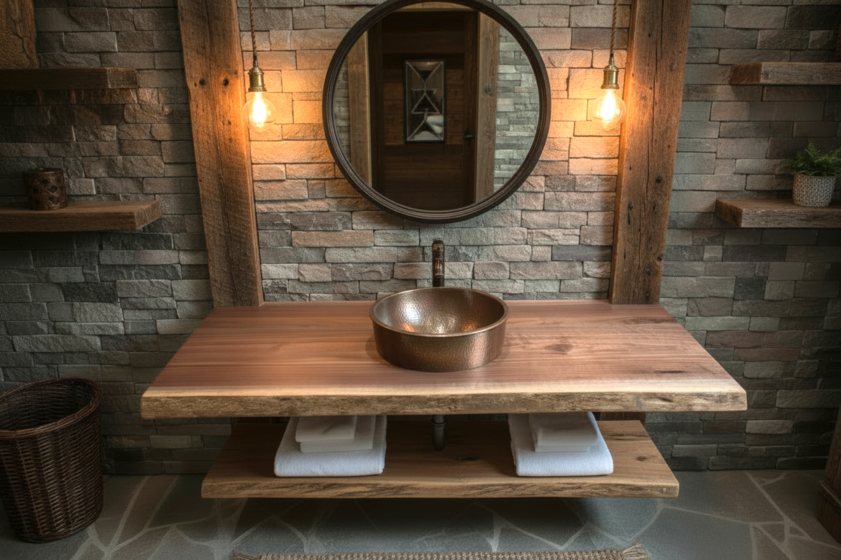 Customizable Live Edge Walnut Vanity Top | Rustic Bathroom Sink Counter