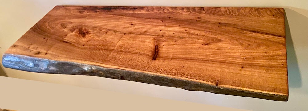 Custom Live Edge English Chestnut Wood Floating Shelves - Handmade Rustic Wall Shelves
