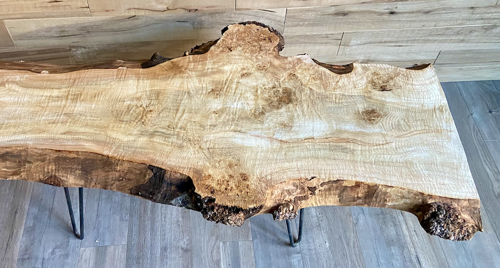 Burl Live Edge Curly Maple Table
