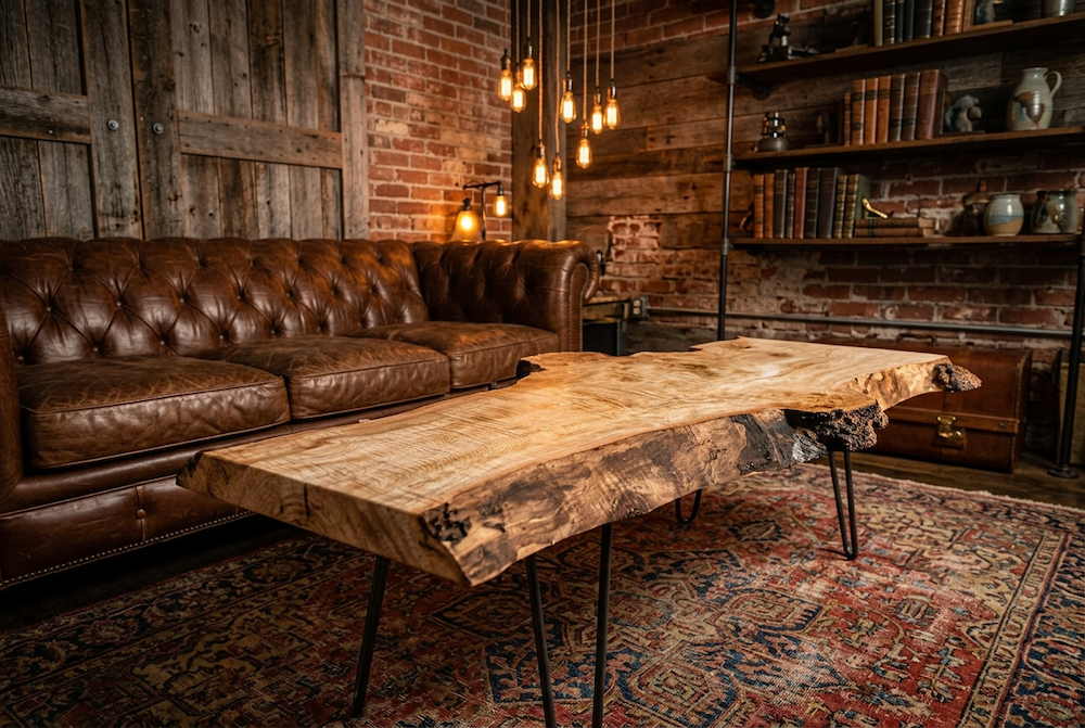 Burl Live Edge Curly Maple Table