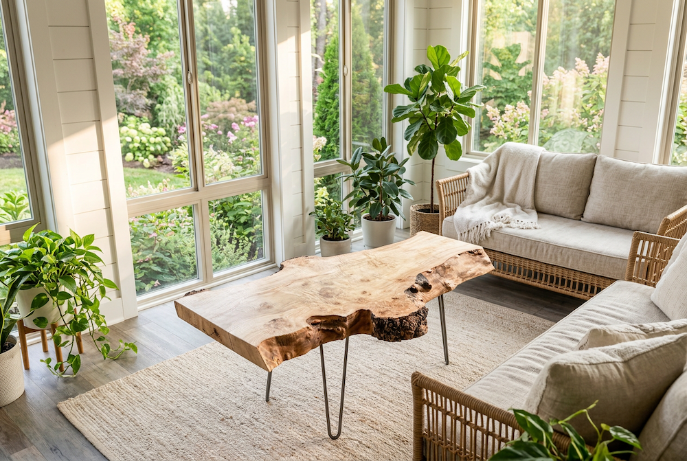 Burl Live Edge Curly Maple Table