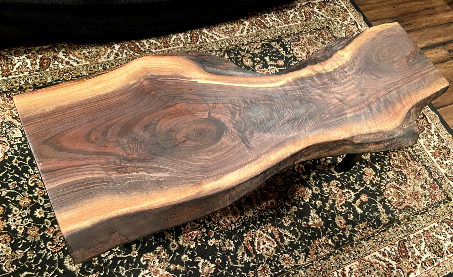 Live Edge Walnut Coffee Table | Customizable Farmhouse Wood Slab Furniture