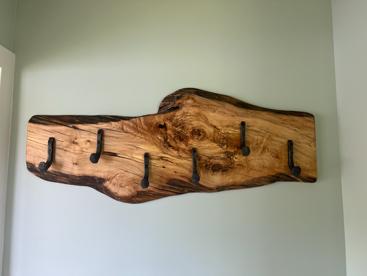 Live Edge Maple Wooden Hat Rack Wall Art