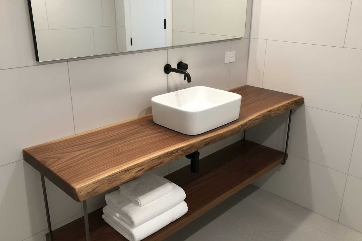 Customizable Live Edge Walnut Vanity Top | Rustic Bathroom Sink Counter