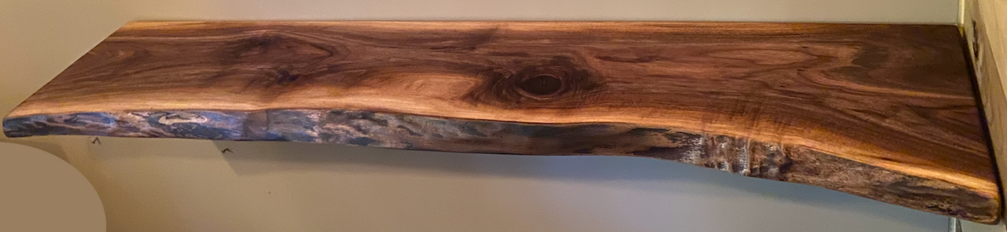 Custom Live Edge Walnut Wood Rustic Floating Wall Shelves - Premium Hardwood Live Edge Floating Shelves