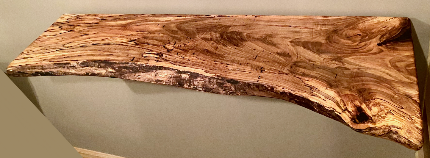 Custom Live Edge Spalted Maple Wood Floating Wall Shelves|Ambrosia Maple Rustic Live Edge Wood Shelf| Natural Ambrosia Wood Maple Live Edge 