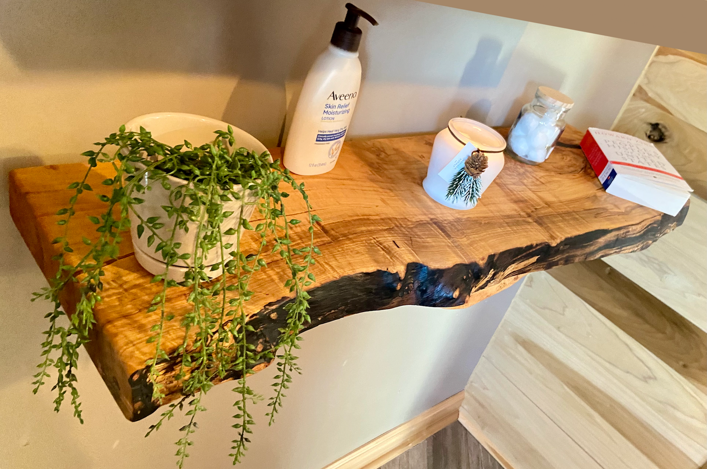 Custom Live Edge Spalted Maple Wood Floating Wall Shelves|Ambrosia Maple Rustic Live Edge Wood Shelf| Natural Ambrosia Wood Maple Live Edge 