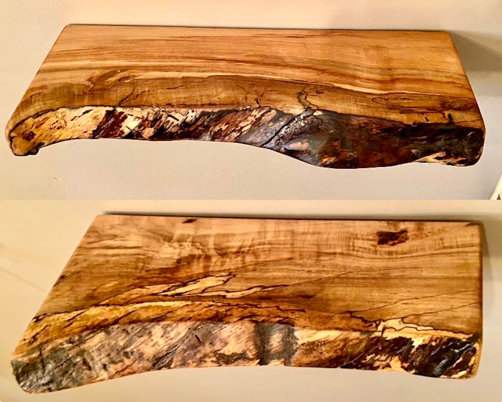 Custom Live Edge Spalted Maple Wood Floating Wall Shelves|Ambrosia Maple Rustic Live Edge Wood Shelf| Natural Ambrosia Wood Maple Live Edge 