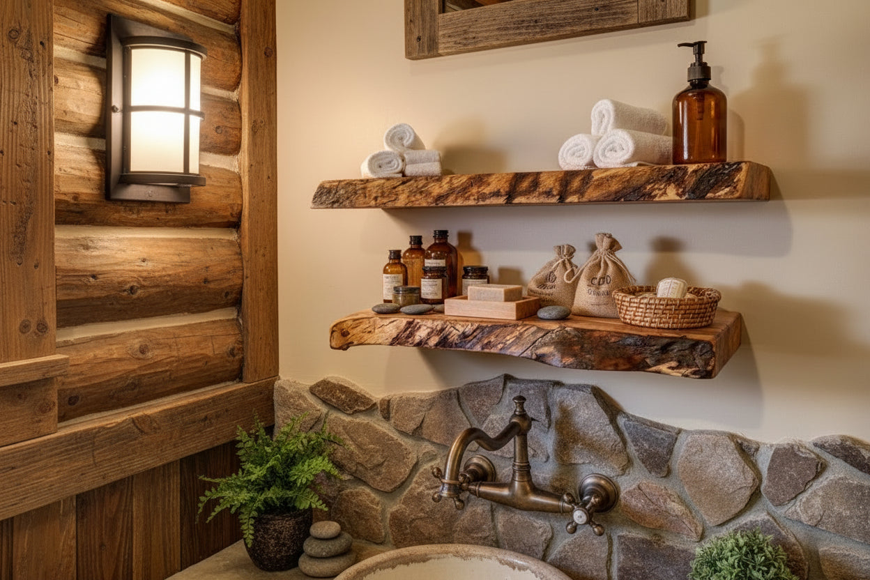 Custom Narrow Live Edge Spalted Maple Rustic Wood Floating Shelves|Ambrosia Maple Narrow Wood Wall Shelves