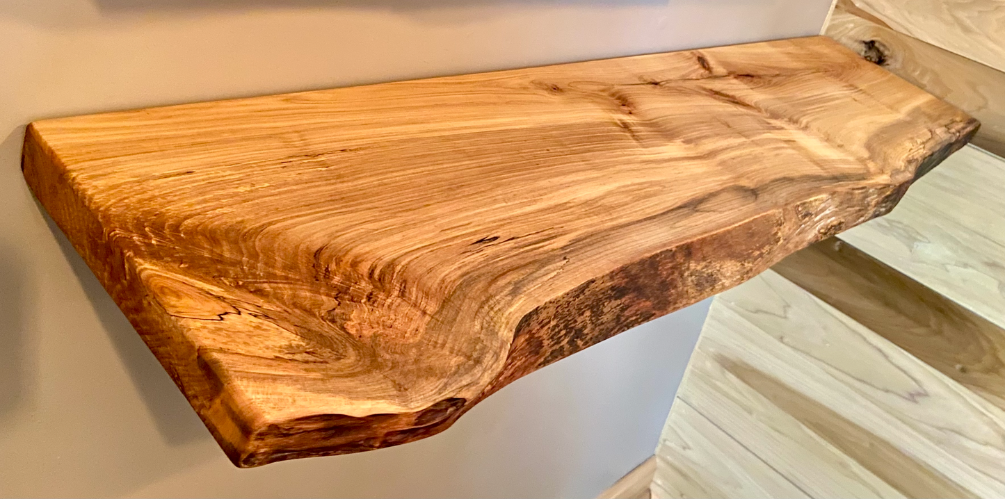 Custom Live Edge Spalted Maple Wood Floating Wall Shelves|Ambrosia Maple Rustic Live Edge Wood Shelf| Natural Ambrosia Wood Maple Live Edge 