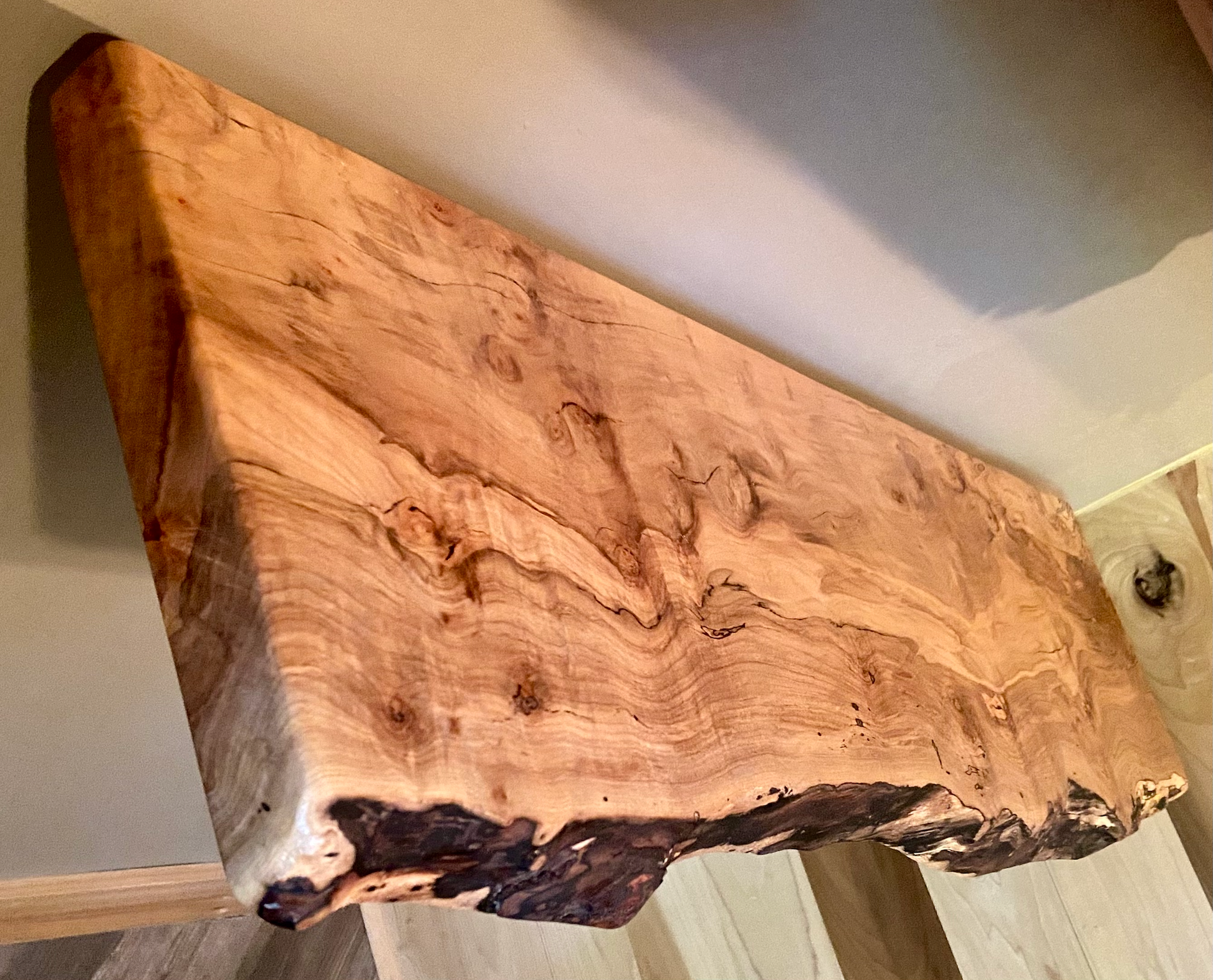 Custom Live Edge Spalted Maple Wood Floating Wall Shelves|Ambrosia Maple Rustic Live Edge Wood Shelf| Natural Ambrosia Wood Maple Live Edge 
