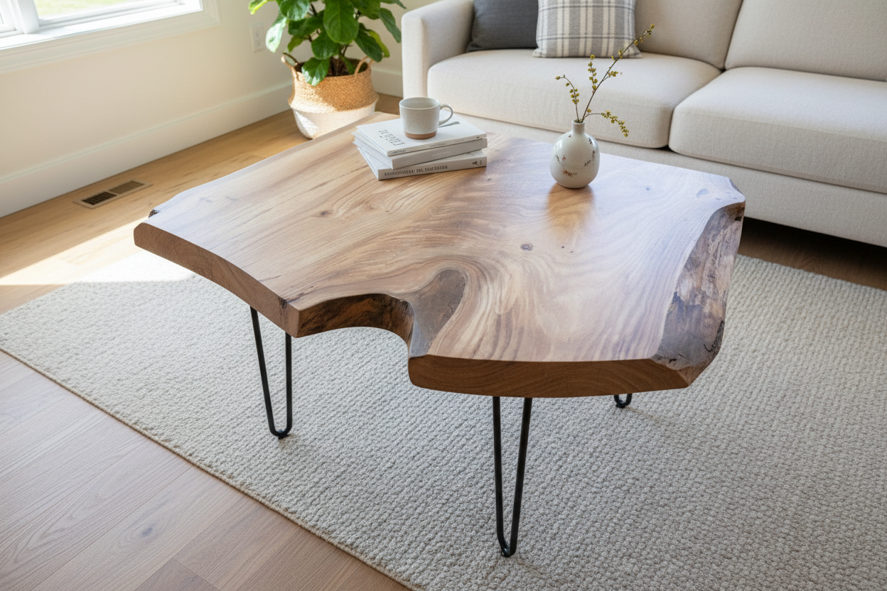 Live Edge Chestnut Forked Wood End Table