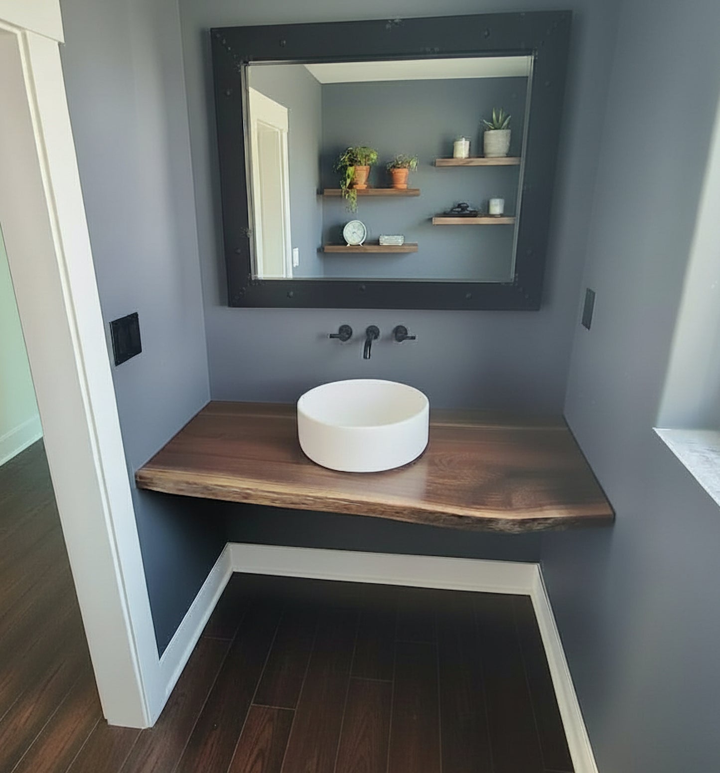 Customizable Live Edge Walnut Vanity Top | Rustic Bathroom Sink Counter