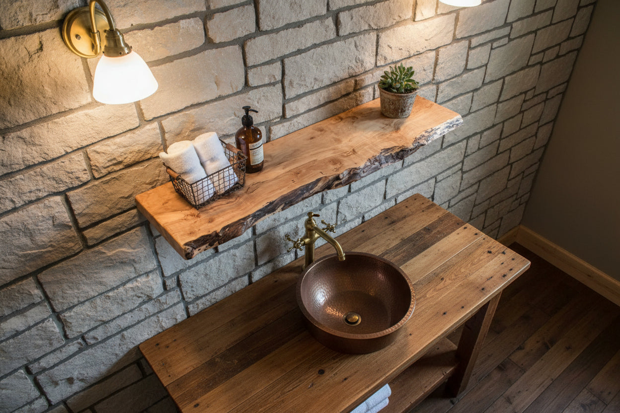 Custom Live Edge Spalted Maple Rustic Wood Floating Shelves|Ambrosia Maple Wood Wall Shelves
