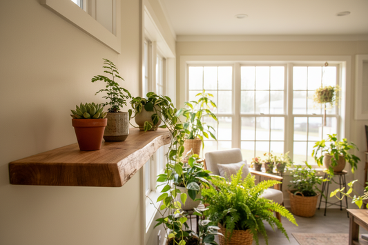 Custom live edge chestnut shelves with warm golden-brown tones and a natural edge. Solid chestnut wood, perfect for rustic and modern interiors.