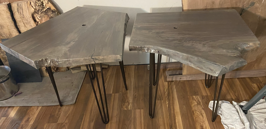 Gray Stained Large Walnut End Tables (SOLD)