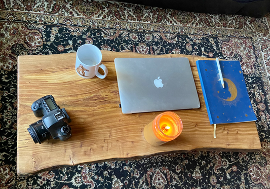 Simple Yet Beautiful Live Edge Wormy Chestnut Mid-Century Modern Coffee Table