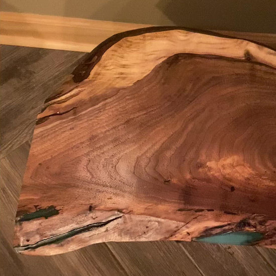 live edge walnut coffee table turquoise epoxy blue epoxy rustic coffee table rugged table unique coffee table 